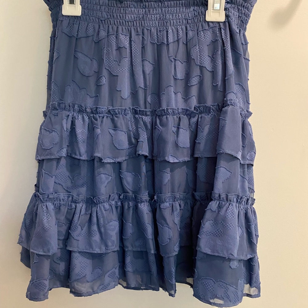 LC Lauren Conrad Blue Smocked Midi Skirt